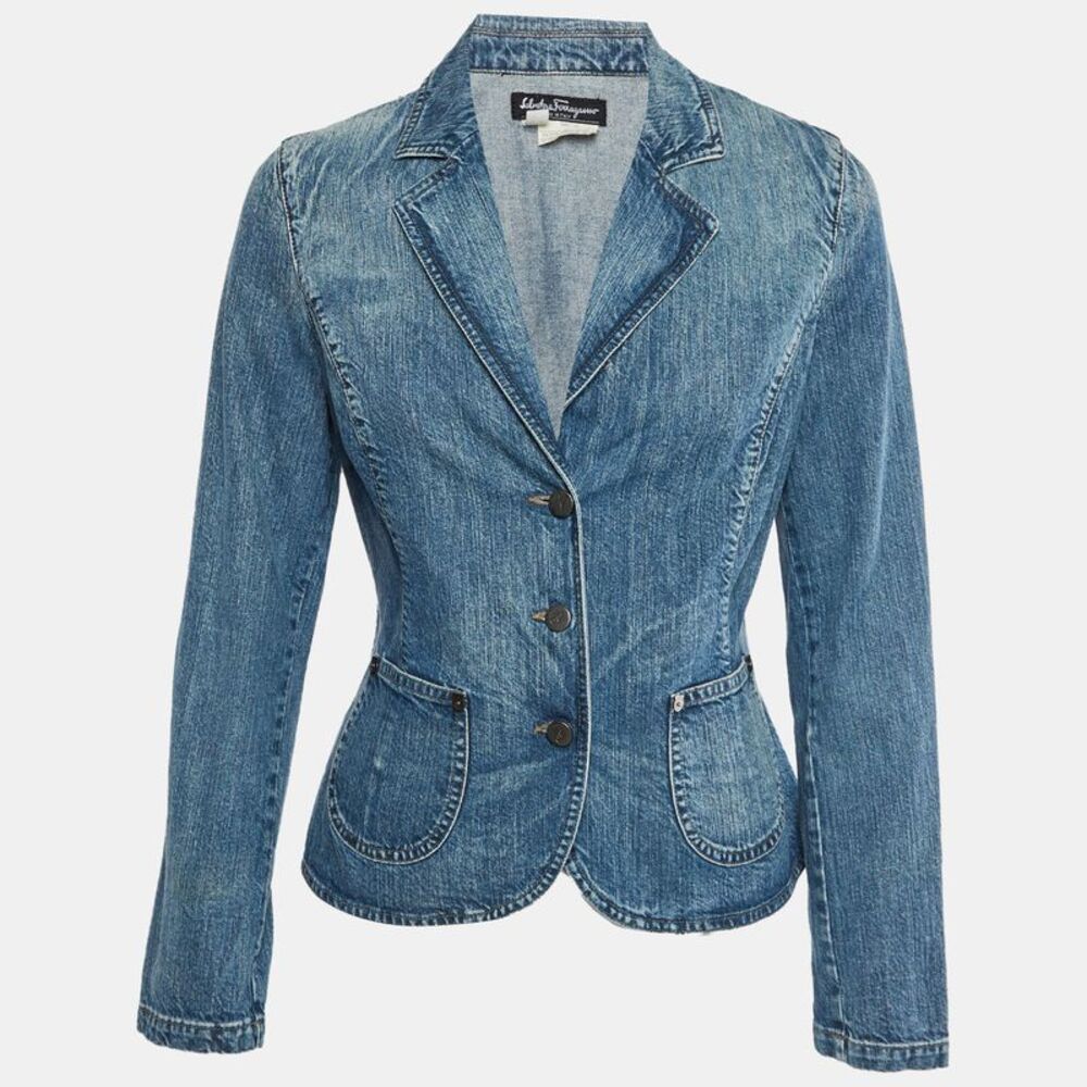 Salvatore Ferragamo Blue Denim Slim Fit Jacket M